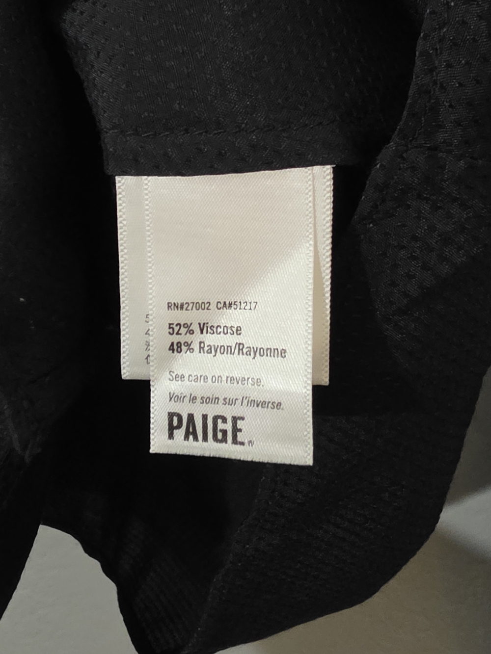 PAIGE Camu Jacquard Button Up Shirt Black Sleek Classic Womens Size 2 - Picture 7 of 9